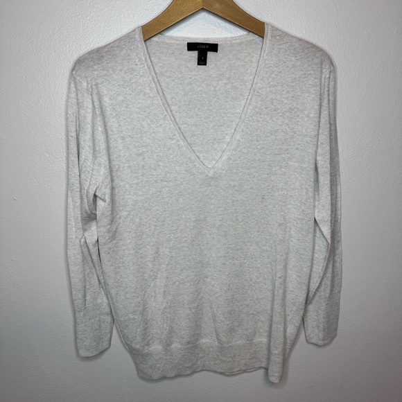 J Crew 48889 Women's Lightweight Merino Wool V-Neck Bright Sweater Heather Grey - Picture 1 of 9
